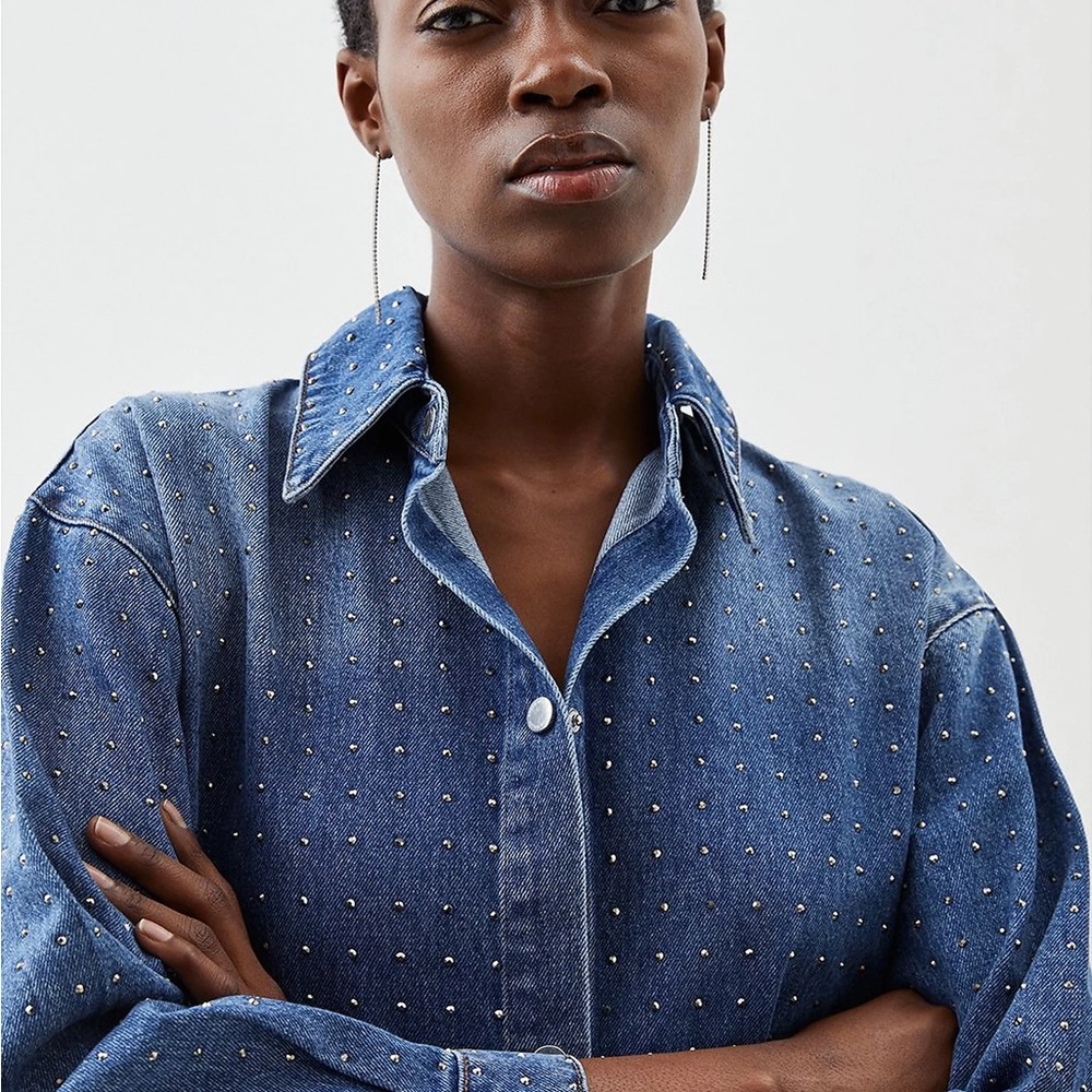 Karen Millen Blue Embellished Denim Jacket